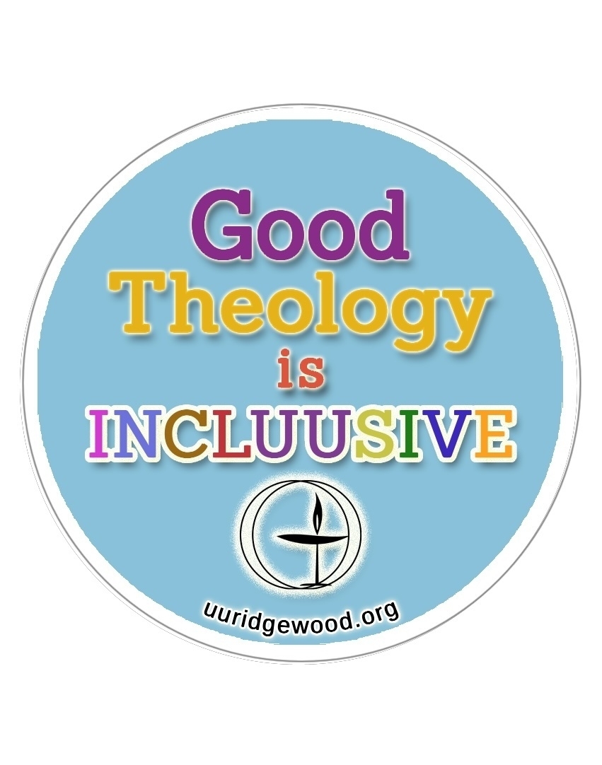 image of a button pin design that says good theology is inclusive with two Us and a chalice and a URL