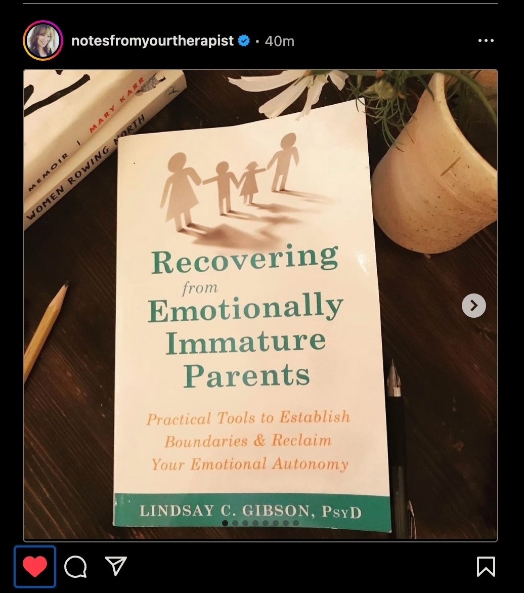 notesfromyourtherapist - Recovering
from
Emotionally
Immature
Parents
Practical Tools to Establish
Boundaries & Reclaim
Your Emotional Autonomy
LINDSAY C. GIBSON, PAYD